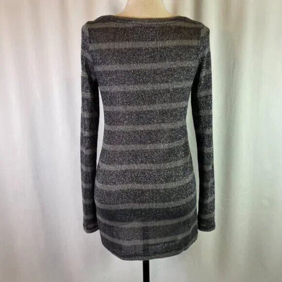 A Pea in the Pod Maternity Tunic Sweater Metallic Gray Stripe Long Sleeve Size S - Picture 3 of 11